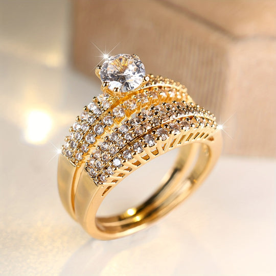 Luxury White Zirconia Ring Set