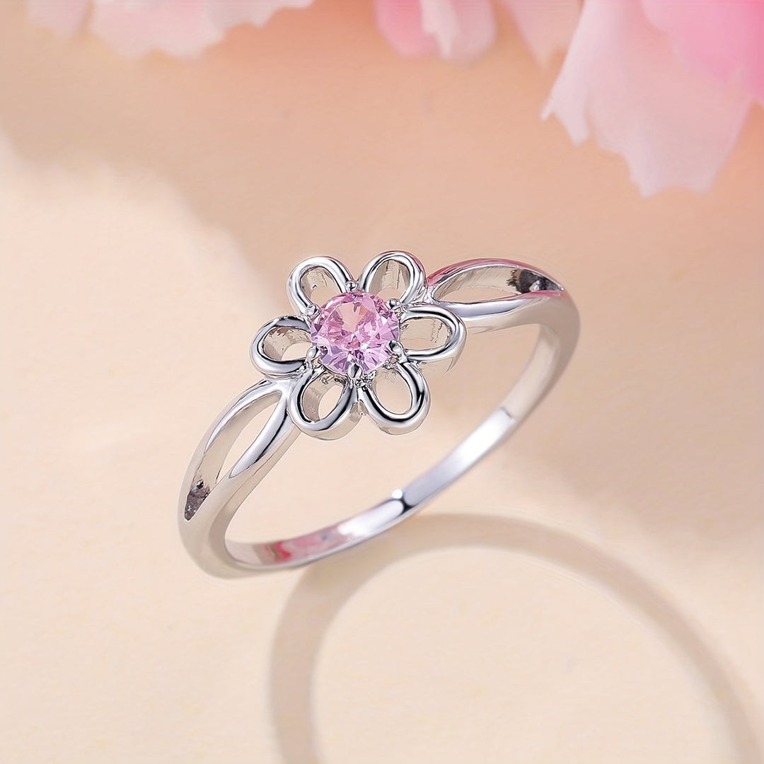 Timeless Pink Zirconia Flower Ring