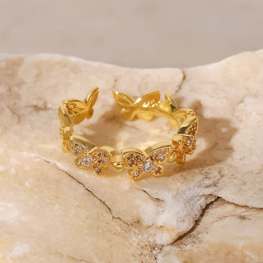 Colleen Gold Ring with Butterfly Charm