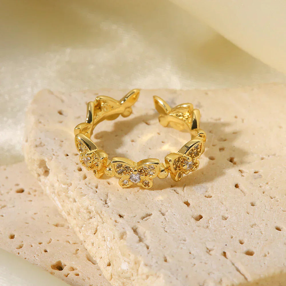 Colleen Gold Ring with Butterfly Charm