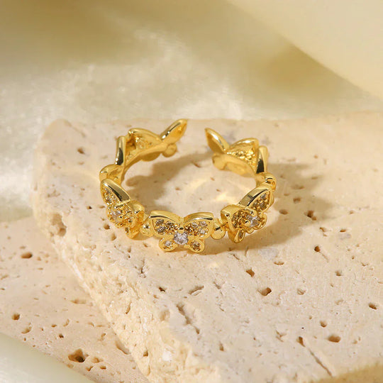 Colleen Gold Ring with Butterfly Charm