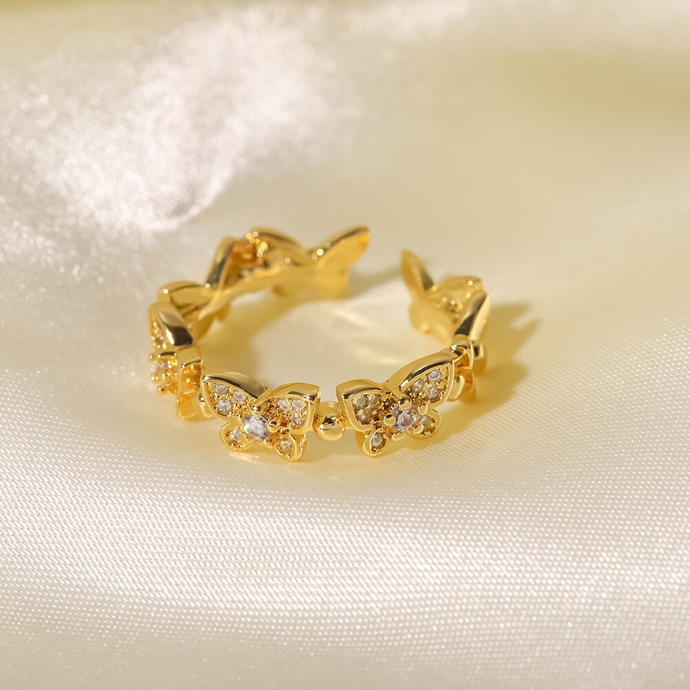 Colleen Gold Ring with Butterfly Charm