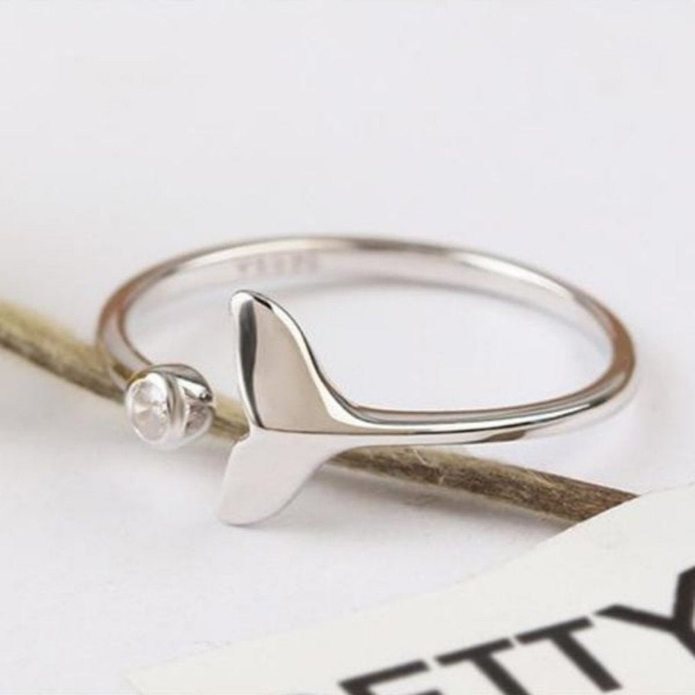 Adjustable Dolphin Tail Ring with Zirconia Accents