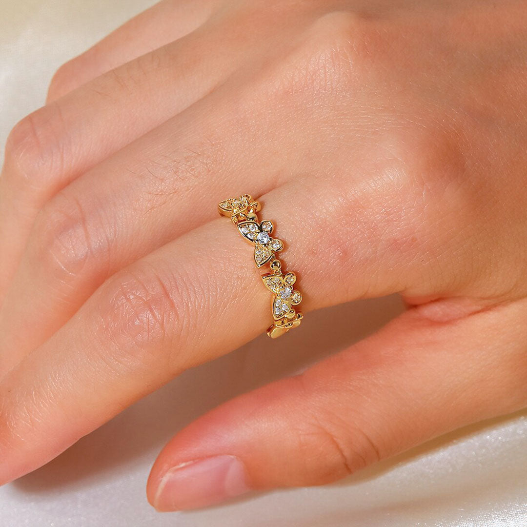 Colleen Gold Ring with Butterfly Charm
