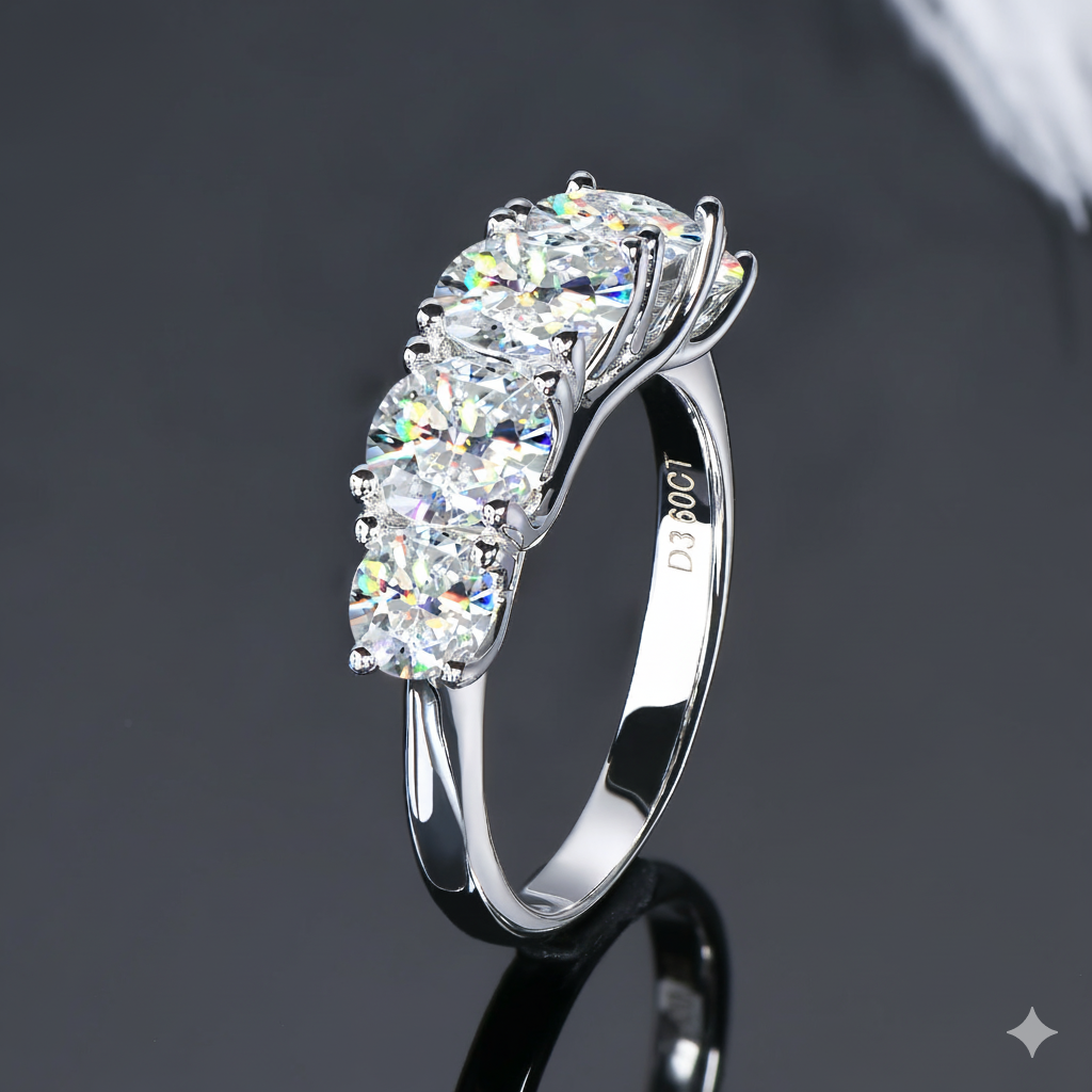 Five-Stone Moissanite Silver Ring