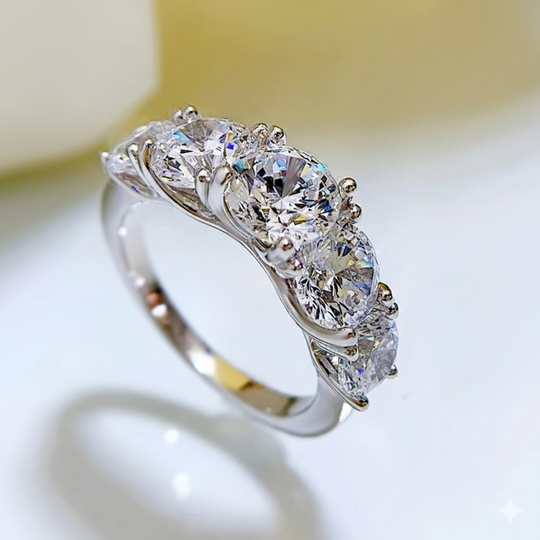 Five-Stone Moissanite Silver Ring
