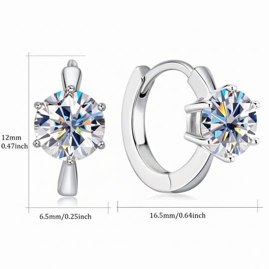 Round Moissanite Silver Earrings