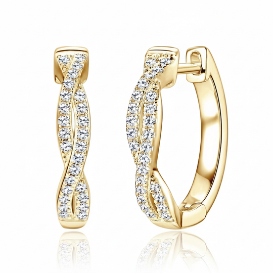 Moissanite Twisted Hoop Silver Earrings