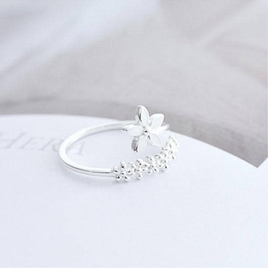 Adjustable Enamel Wildflower Art Ring