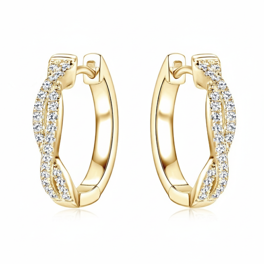 Moissanite Twisted Hoop Silver Earrings