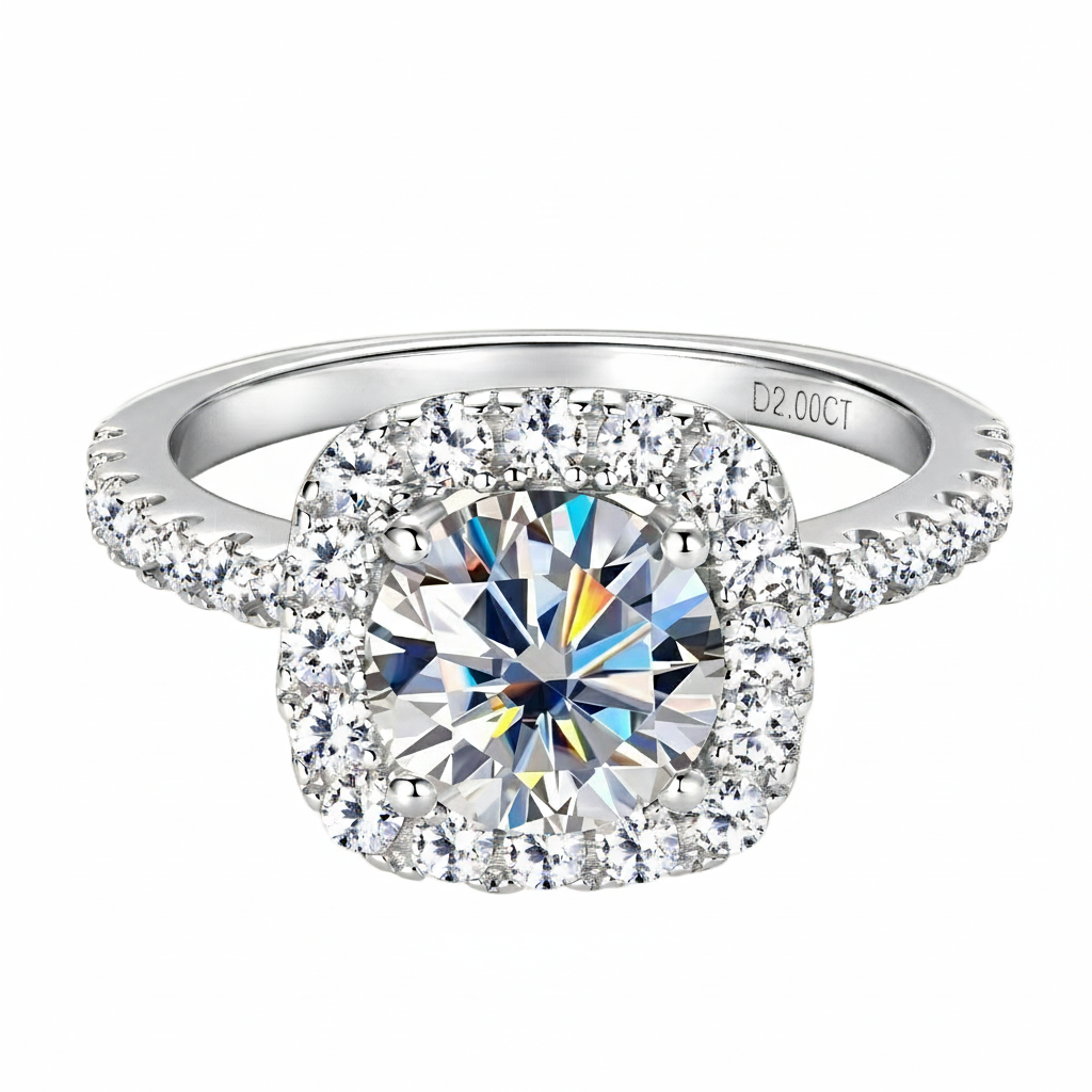 Moissanite Silver Engagement Ring