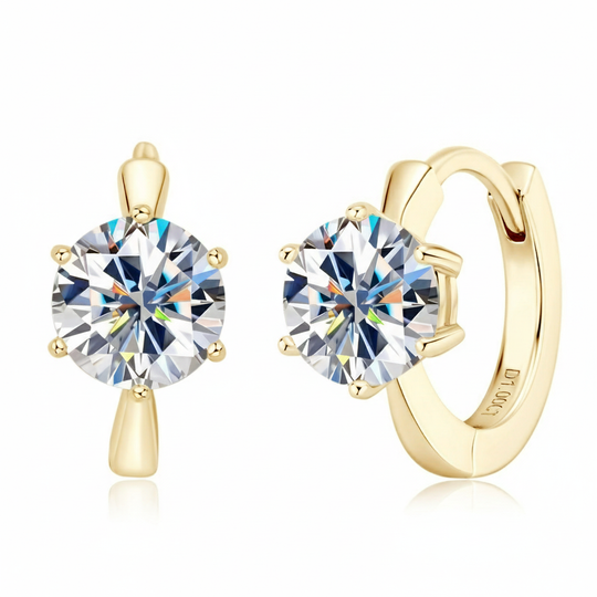 Round Moissanite Silver Earrings