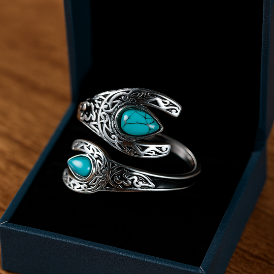 Vintage Turquoise Silver Spoon Ring