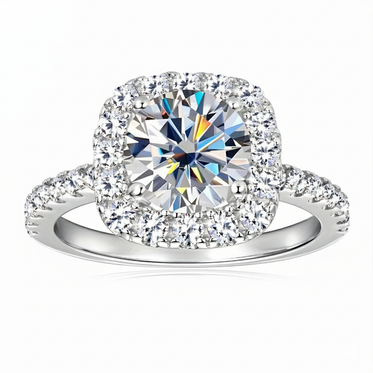 Moissanite Silver Engagement Ring