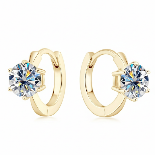 Round Moissanite Silver Earrings