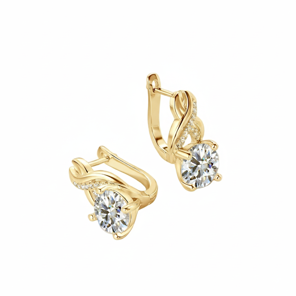 Round Silver 8mm Moissanite Earrings