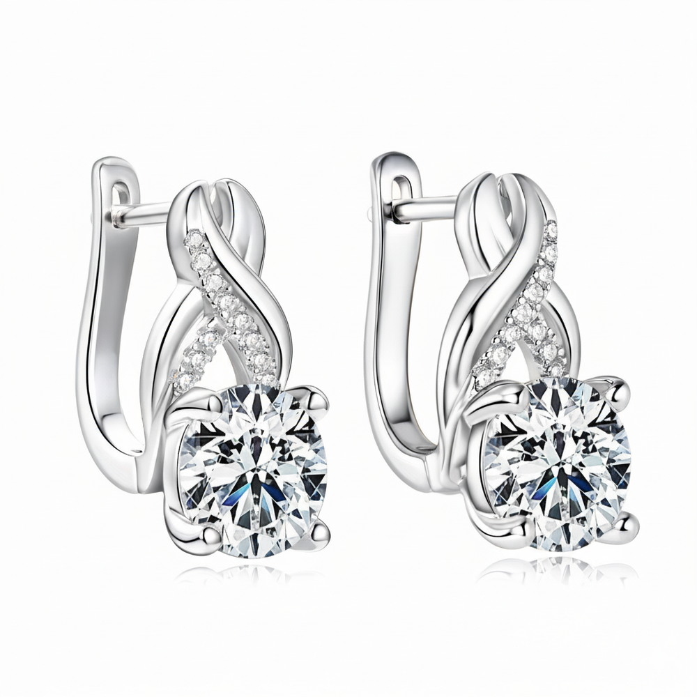 Round Silver 8mm Moissanite Earrings