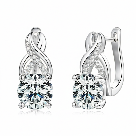 Round Silver 8mm Moissanite Earrings