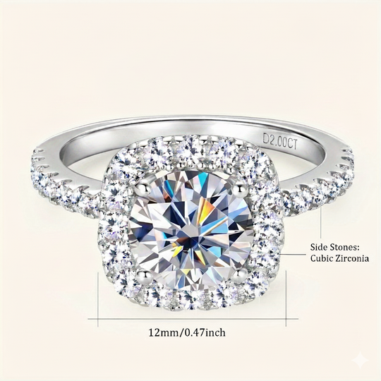 Moissanite Silver Engagement Ring