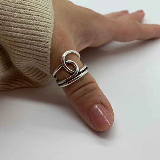 Bold Silver Twist Thumb Ring