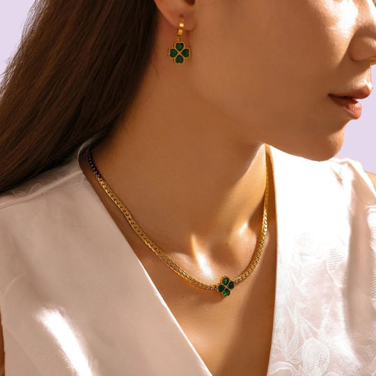 Elegant Emerald Clover Earrings