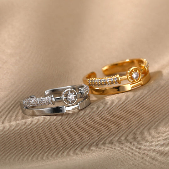Adjustable Gold Star Zirconia Ring