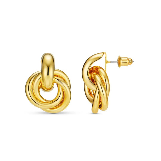 Gold Statement Interlocking Hoop Earrings