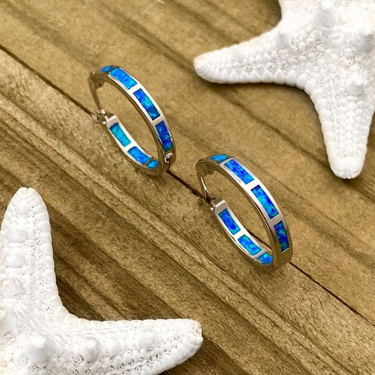Mystic Wave Silver Opal Earrings