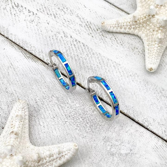 Mystic Wave Silver Opal Earrings