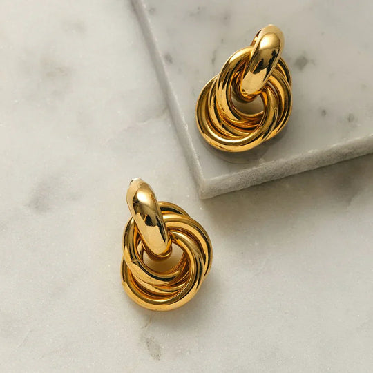 Gold Statement Interlocking Hoop Earrings