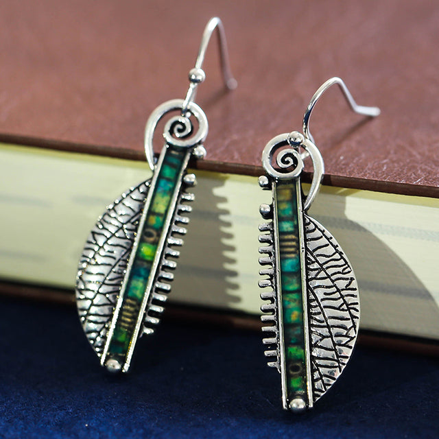 Silver Earrings with Green Crystals