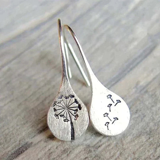 Dandelion Leaf Silver Earrings