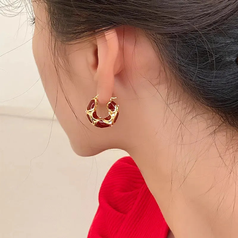 Elegant Rhinestone Hoop Earring