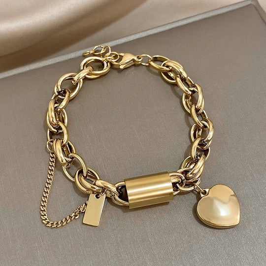 Bold Gold Chunky Heart Bracelet