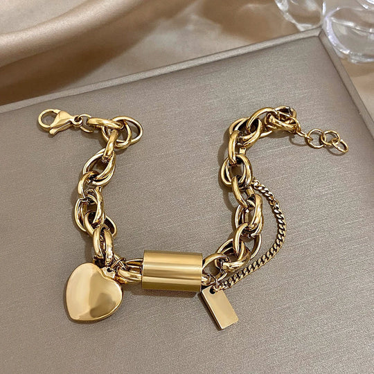Bold Gold Chunky Heart Bracelet