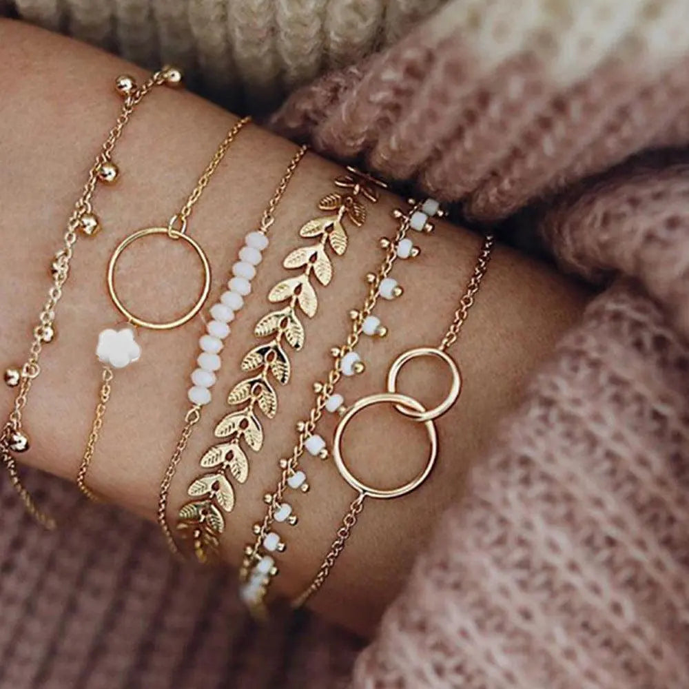 Boho-Inspired Gold Bracelet Set