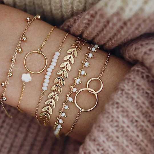 Boho-Inspired Gold Bracelet Set
