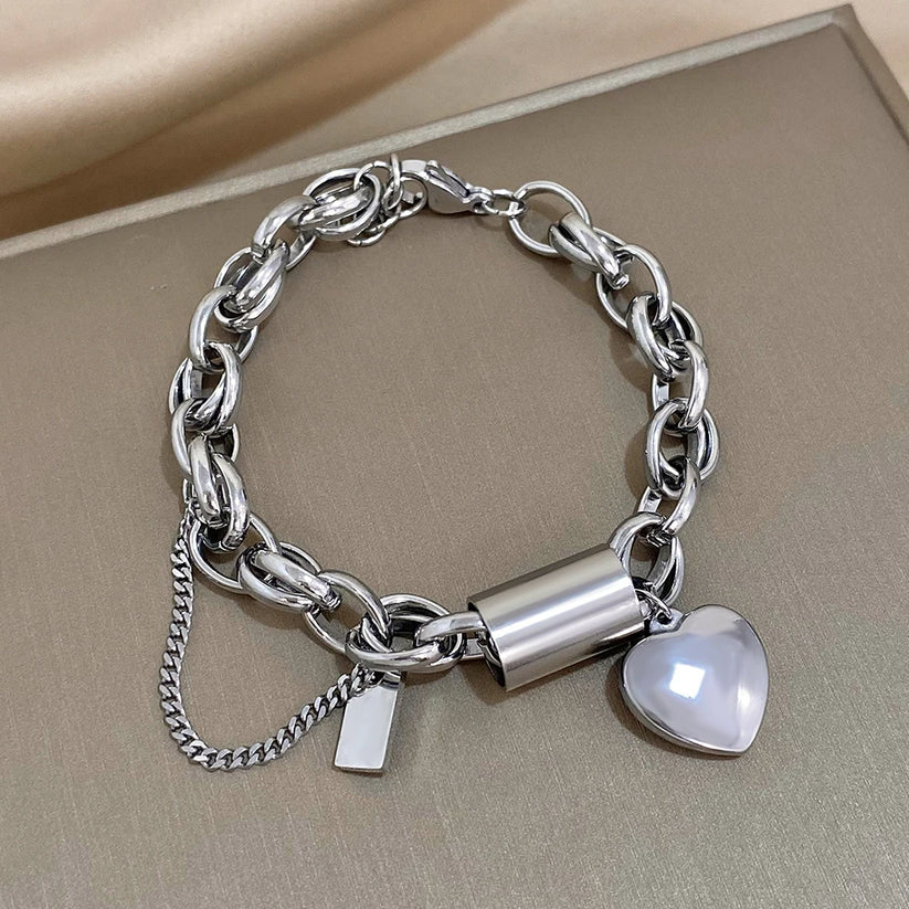 Bold Gold Chunky Heart Bracelet
