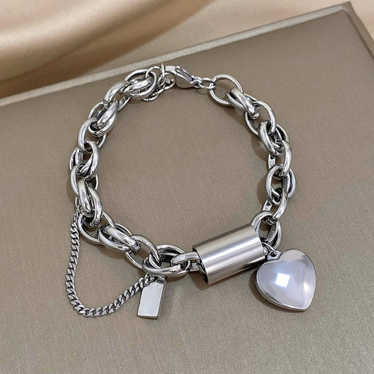 Bold Gold Chunky Heart Bracelet