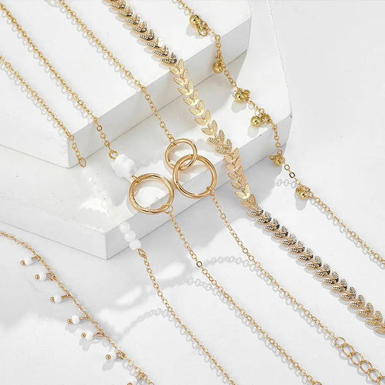 Boho-Inspired Gold Bracelet Set