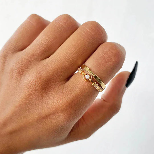 Adjustable Gold Star Zirconia Ring