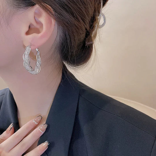 Elegant Rhinestone Hoop Earring