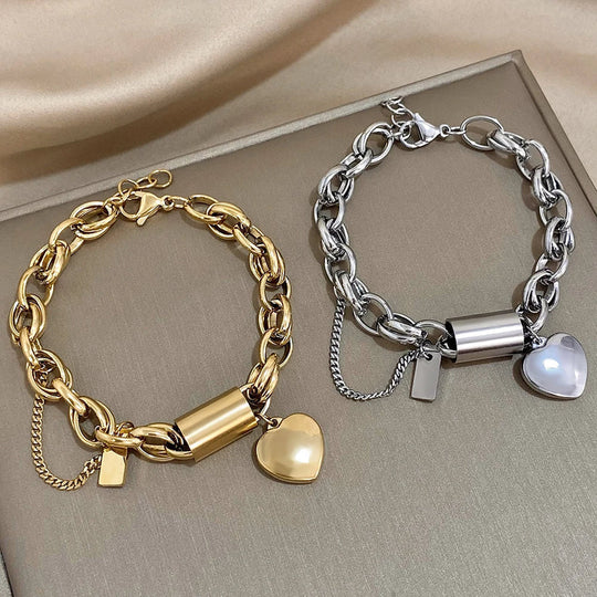 Bold Gold Chunky Heart Bracelet