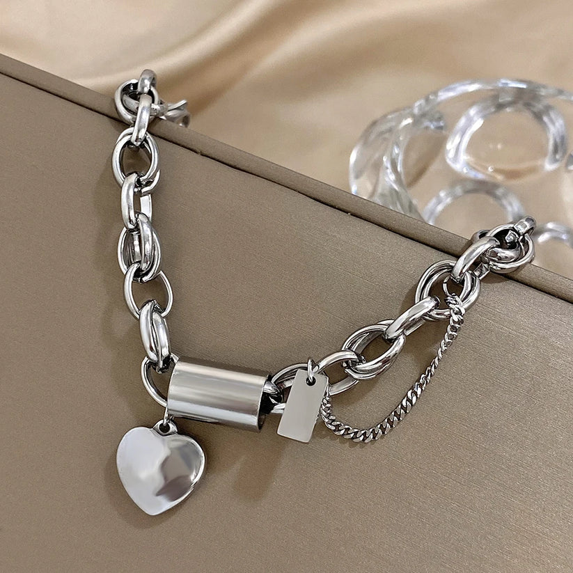 Bold Gold Chunky Heart Bracelet