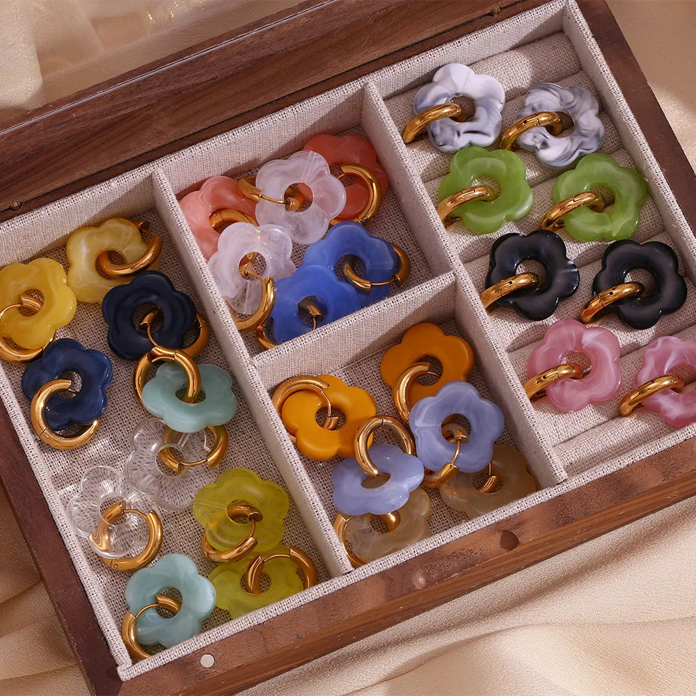 Zara Floral Blossom Hoop Earrings