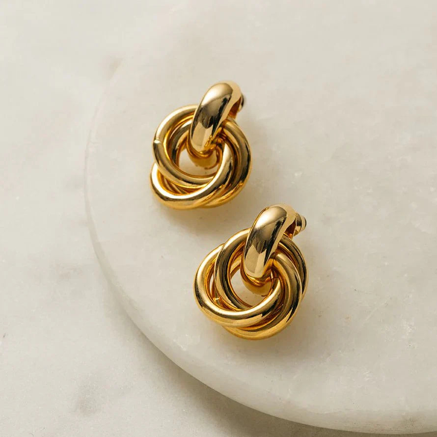 Gold Statement Interlocking Hoop Earrings
