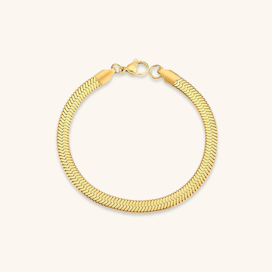 Vida Minimalist Gold Herringbone Bracelet