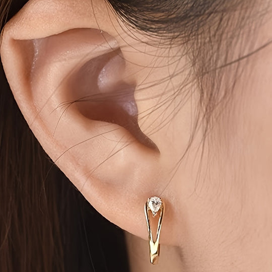 Elegant Geometric Cubic Zirconia Hoop Earrings