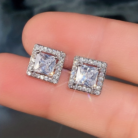 Modern Square Zirconia Stud Earrings