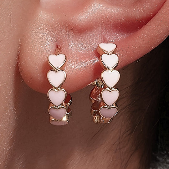 Boho-Chic Heart Zirconia Hoop Earrings